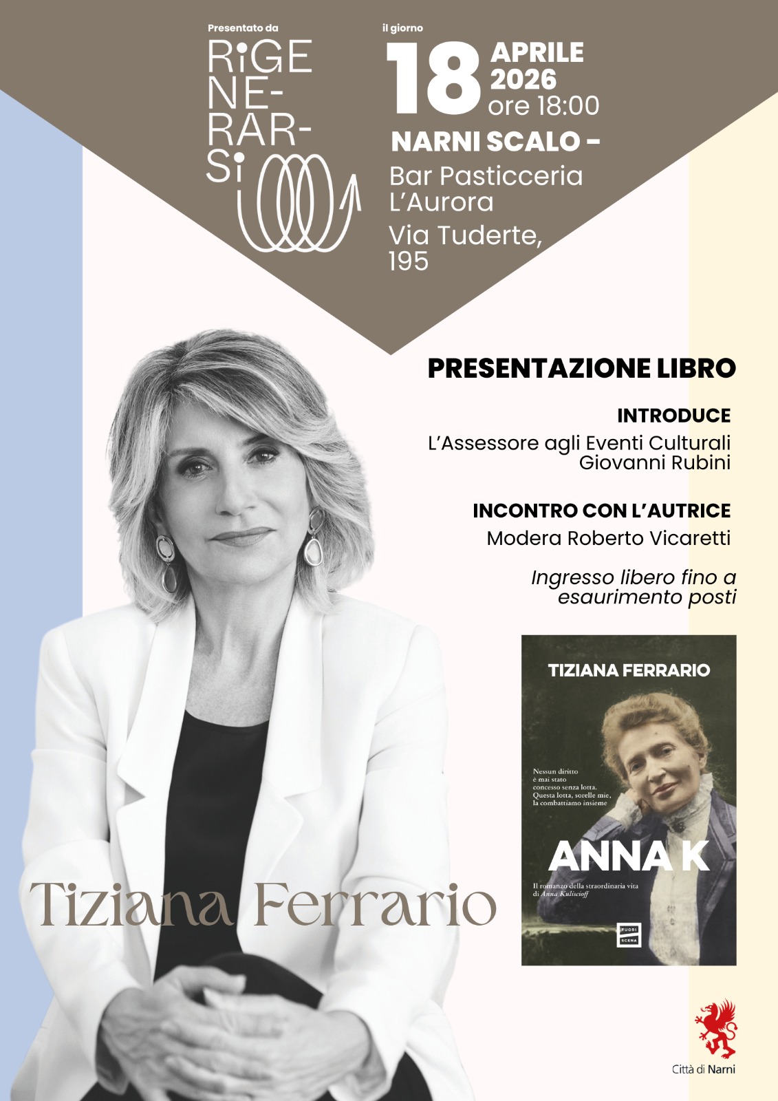 immagine notizia (ptn) Narni, sabato la presentazione del libro della giornalista Ferrario su Anna Kuliscioff